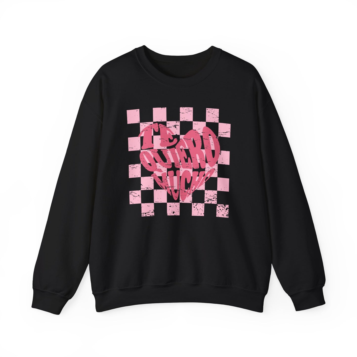 Te Quiero Mucho Oversize Sweatshirt Hoodie Valentine's Day Gift Hispanic Cultural Travel Shirt Amor True Love Hearts Checkered Retro Pattern