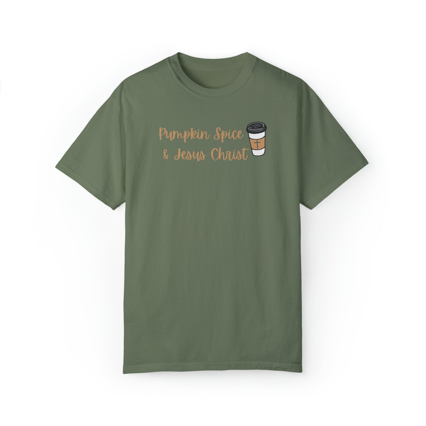 Pumpkin Spice & Jesus Christ T-Shirt, Autumn Fall Shirt, Gift for Women, Church Christian Shirt, Halloween Shirt for Women, October Birthday