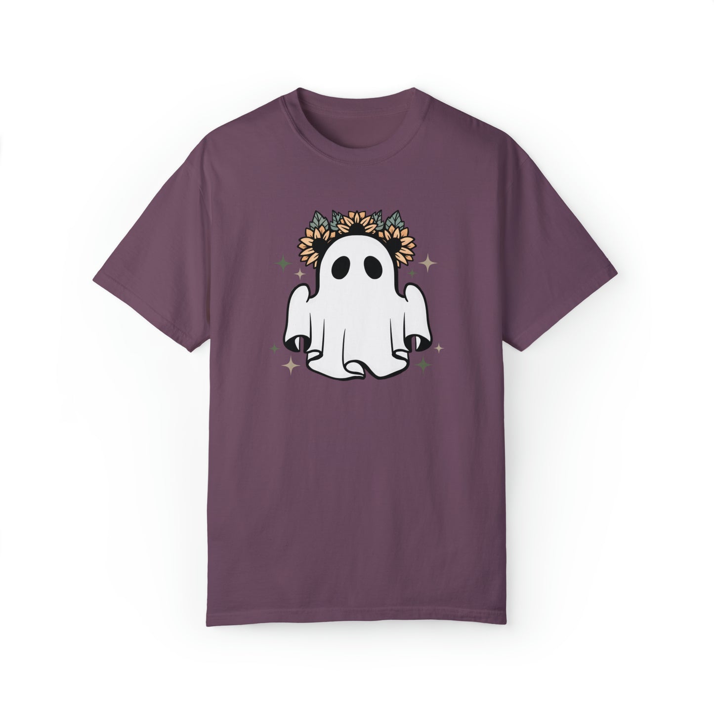 Hippie Ghost Halloween T-Shirt, Retro Vintage Halloween Tee, Flower Floral Print, Halloween Shirt for Mom, Halloween Gift, Halloween Costume