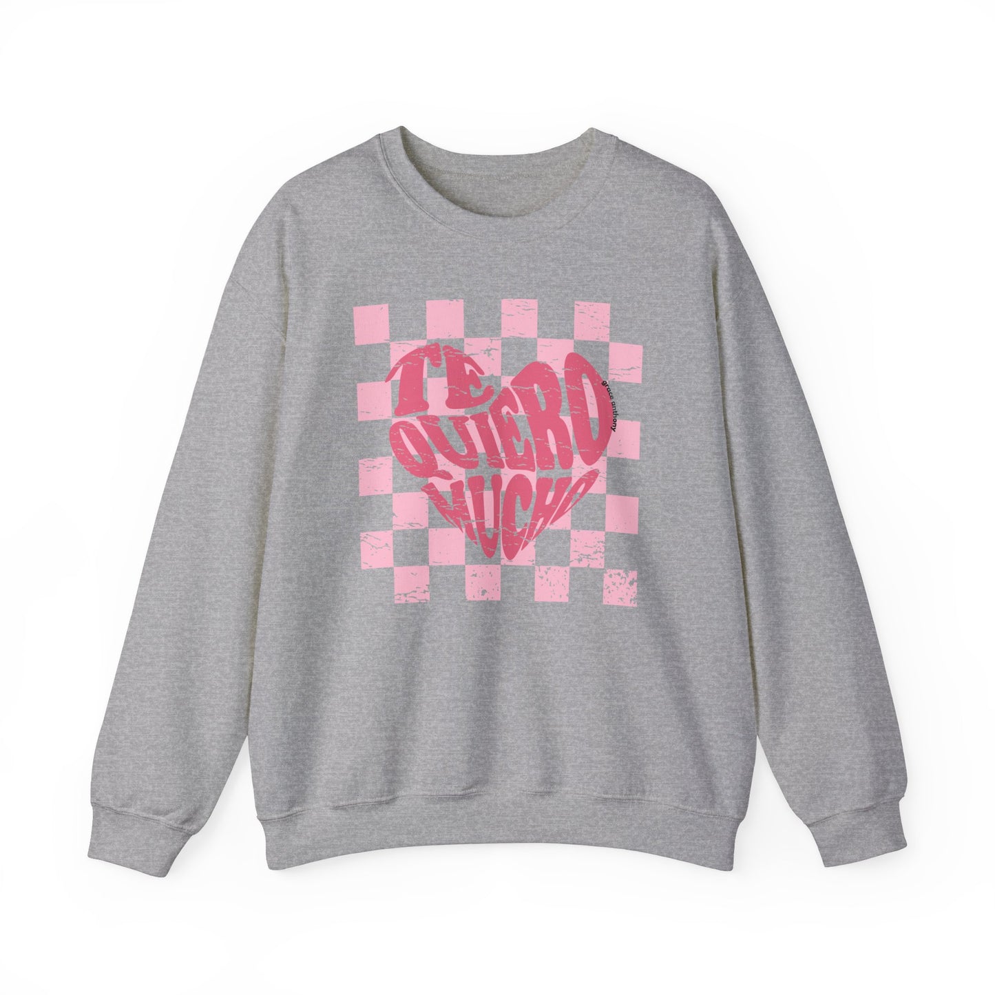 Te Quiero Mucho Oversize Sweatshirt Hoodie Valentine's Day Gift Hispanic Cultural Travel Shirt Amor True Love Hearts Checkered Retro Pattern