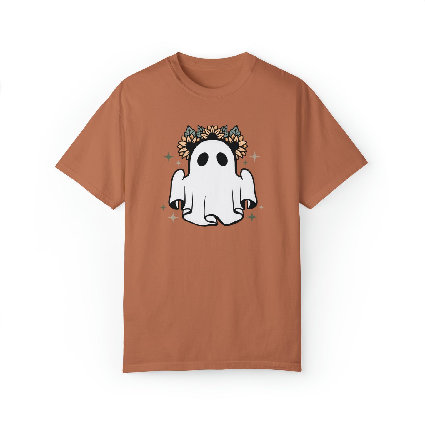 Hippie Ghost Halloween T-Shirt, Retro Vintage Halloween Tee, Flower Floral Print, Halloween Shirt for Mom, Halloween Gift, Halloween Costume