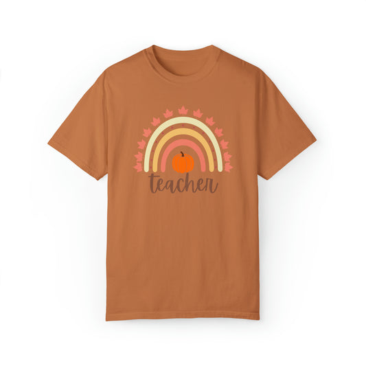 Teacher Rainbow Pumpkin T-Shirt, Fall Vibes Shirt, Autumn Thanksgiving November Fall Shirt, Teacher Gift, Gift for Her, Happy Fall Y'all