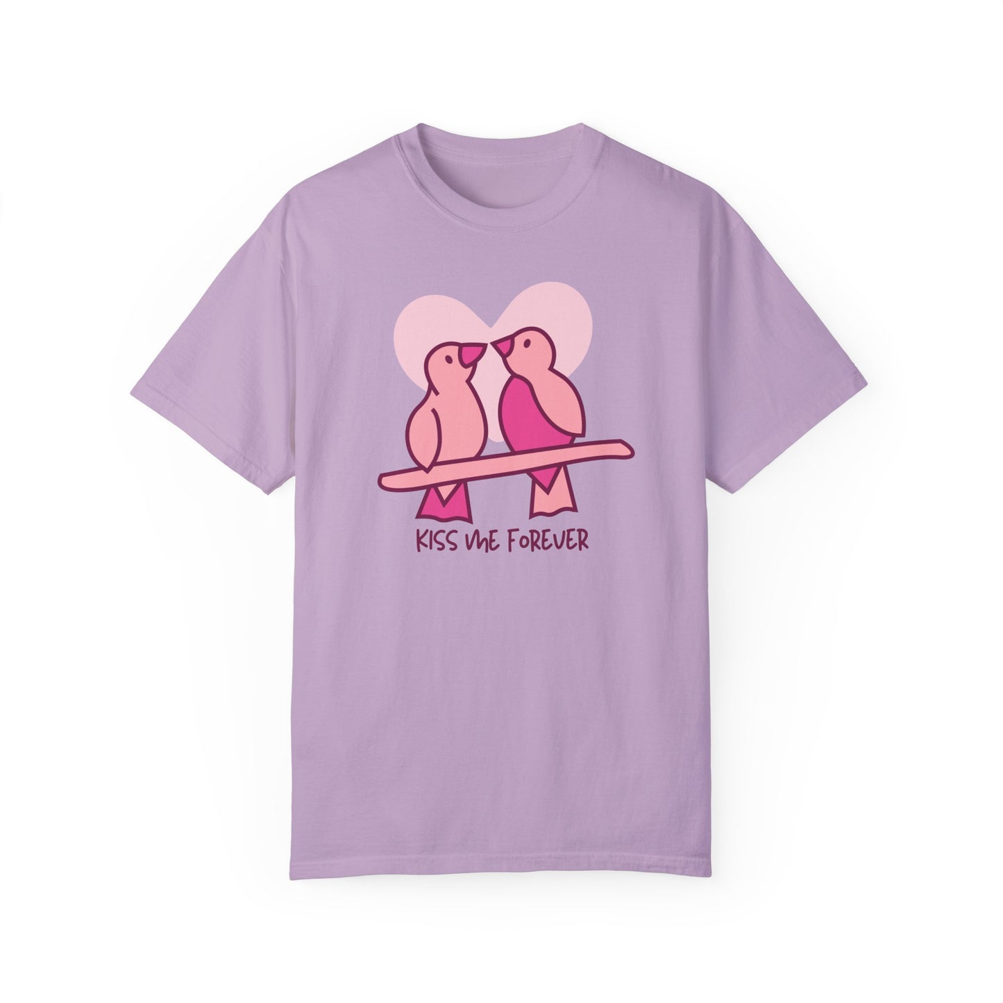 Love Birds Graphic Shirt Kiss Me Forever Valentine's Day Love You Forever Oversize Shirt Hoodie Pink Birds Gift for Her Mom Wife Girlfriend