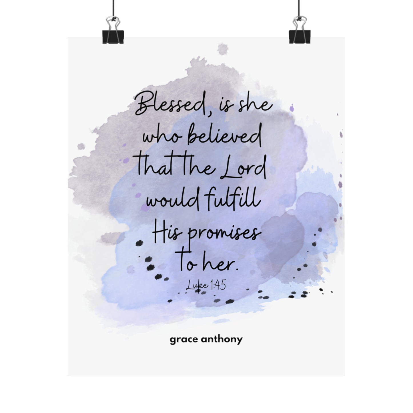 Blessed is She Luke 1:45 Vertical Poster Wall Art Home Decor Gift for Her New Home Gift Bible Study Gift Christmas Holiday Gift