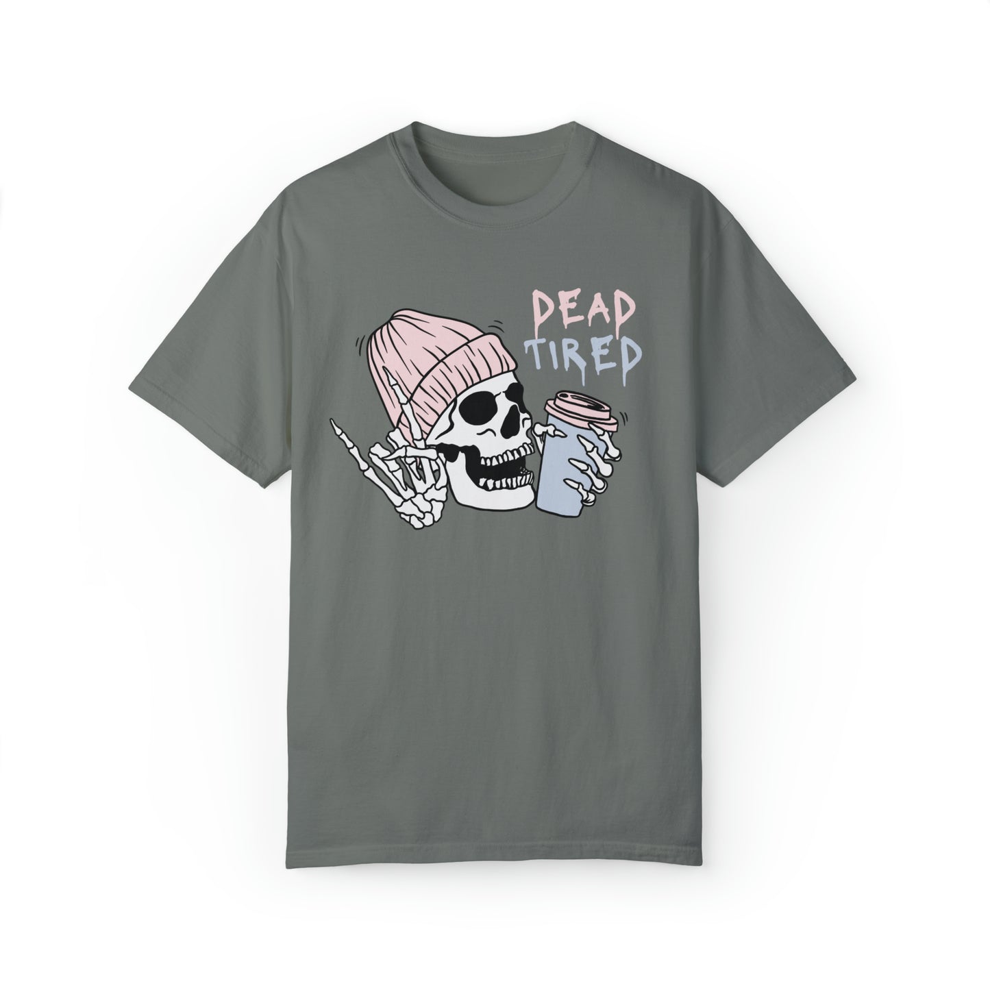 Dead Tired Mom T-Shirt, Mama Needs Coffee Break, Skull Skeleton Bones Halloween Shirt, Cute Trendy Mom Shirt, Shirt for Women Men