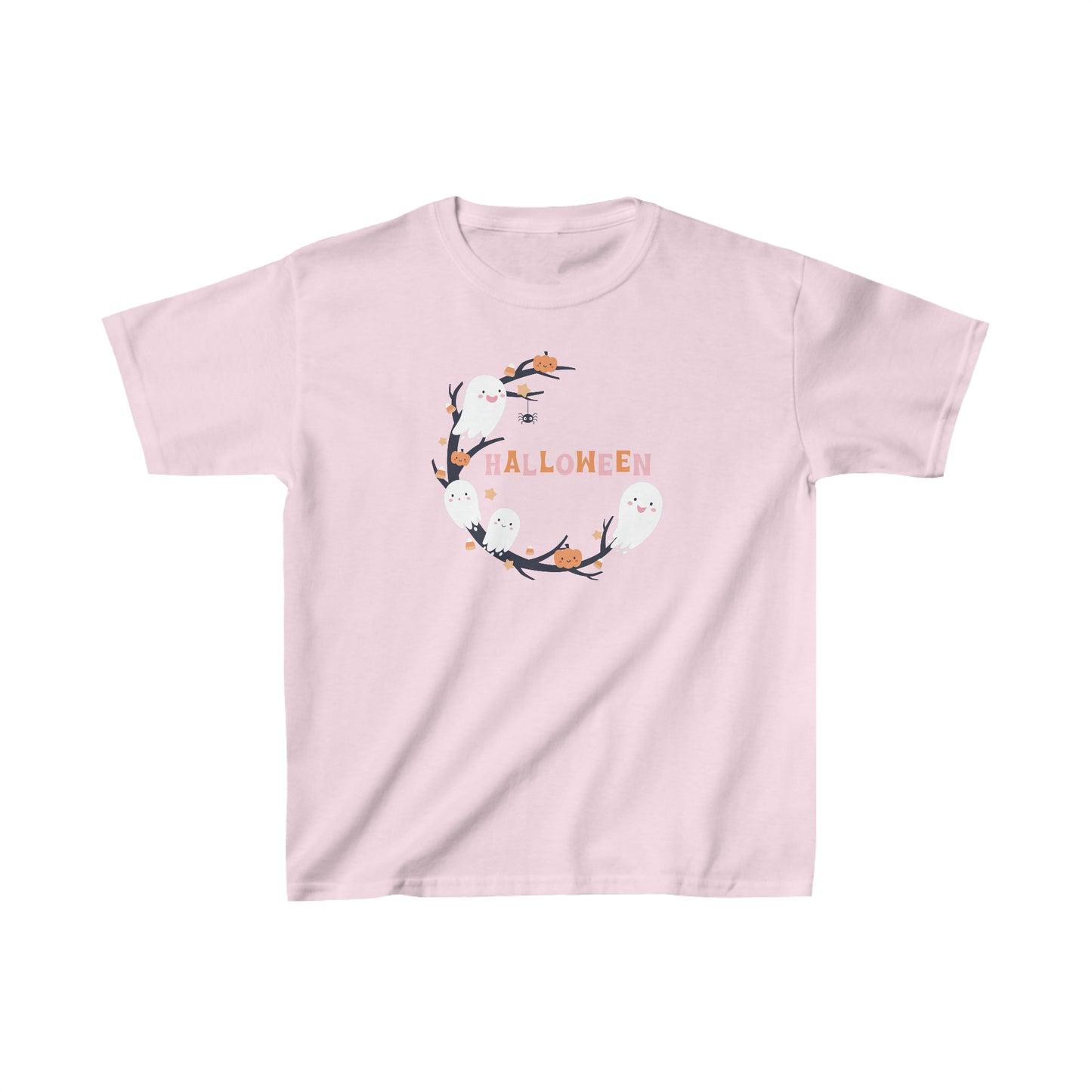 Kids Friendly Ghost Halloween T-Shirt, Gift for Halloween, Kid Halloween Costume, Flower Floral Fall Leaves Shirt, Pink Halloween Shirt