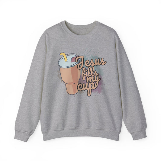 Jesus Fills My Cup Oversize Sweatshirt Hoodie Stanley Cup Accessories Cup Lover Preppy Mom Teen Girl Shirt Gift for Mom Cup Coffee Lover