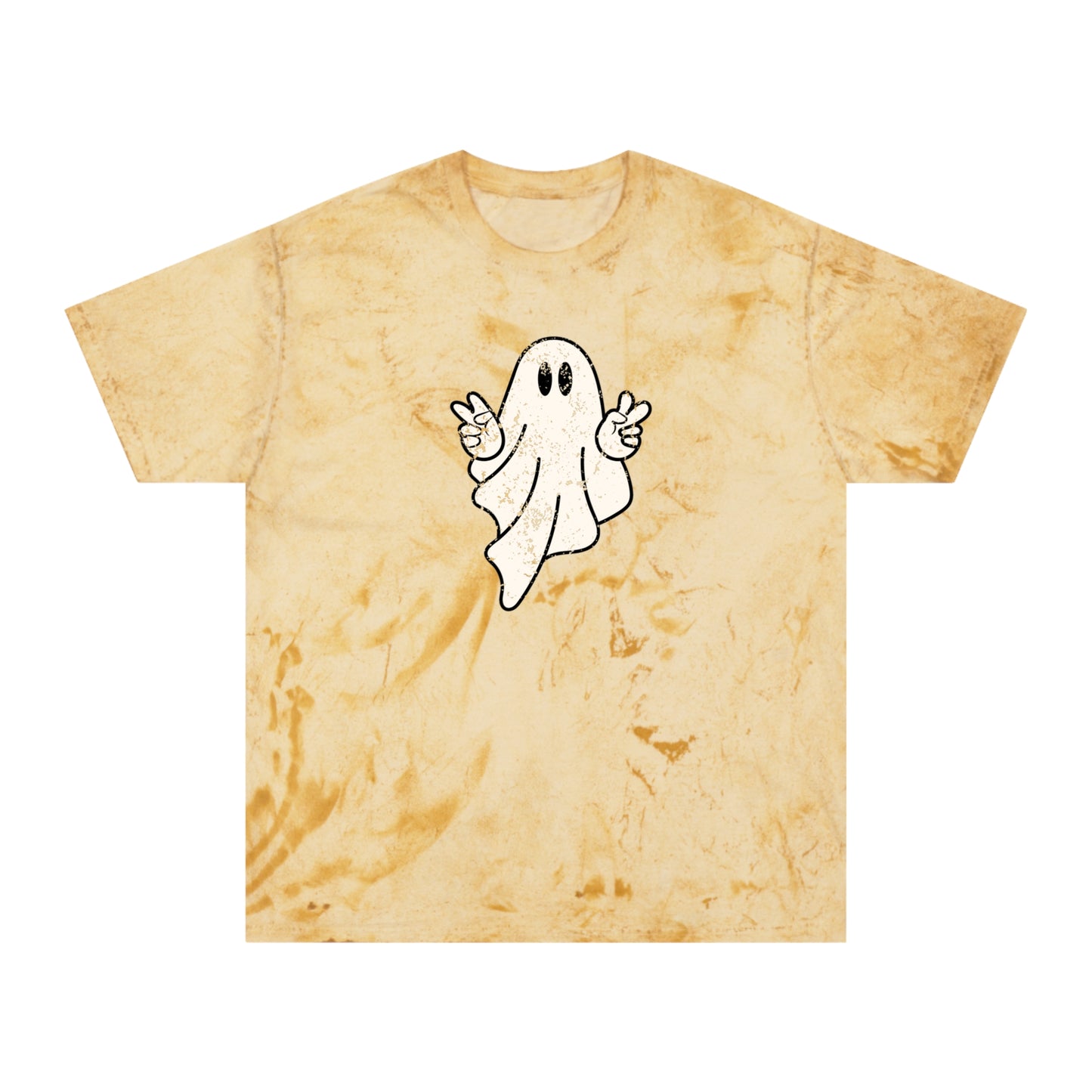 Retro Peace Sign Friendly Ghost Tie-Dye T-Shirt, Halloween Shirt for Teacher Nurse, Halloween Gift, October Birthday Gift, Vintage Fall Tee