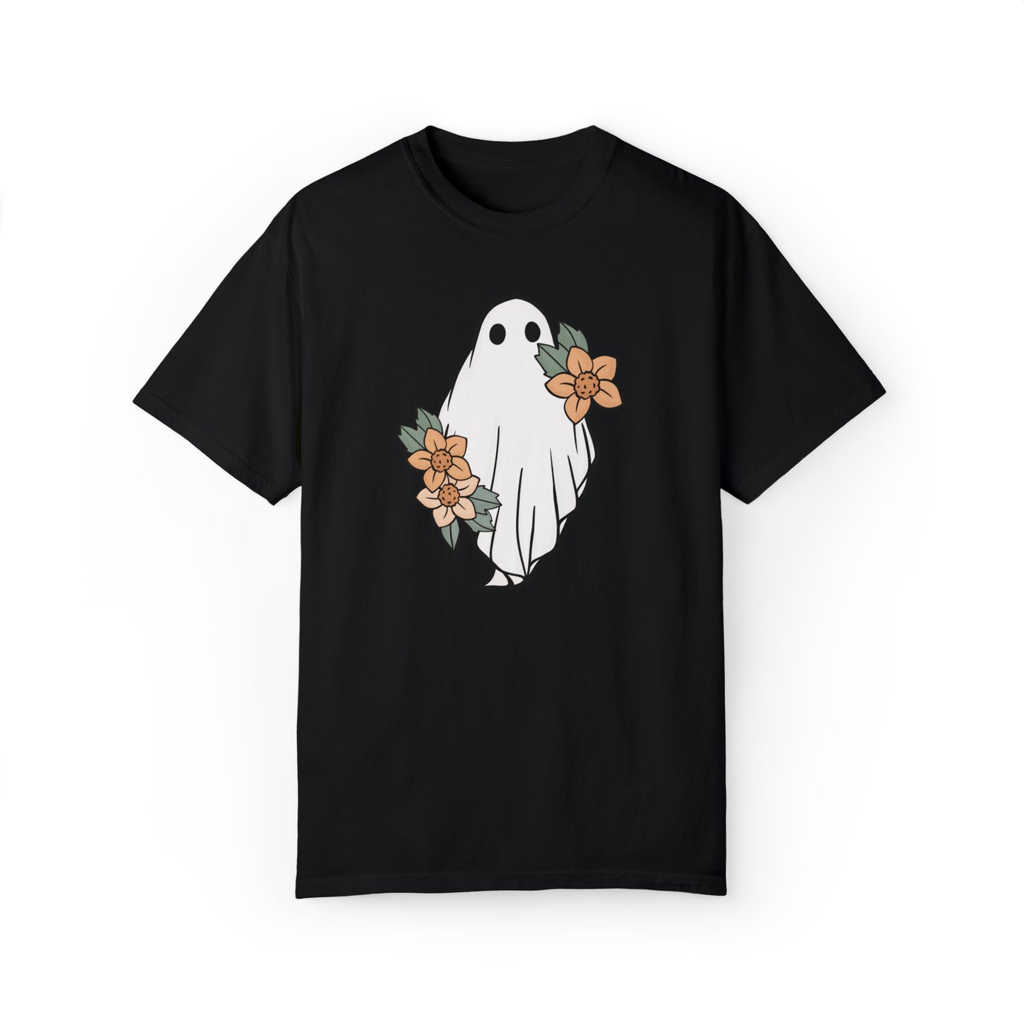 Ghost Halloween Shirt, Flower Floral Print, Retro Vintage Shirt for Women, Friendly Pretty Halloween Shirt, Halloween Teacher Nurse Gift