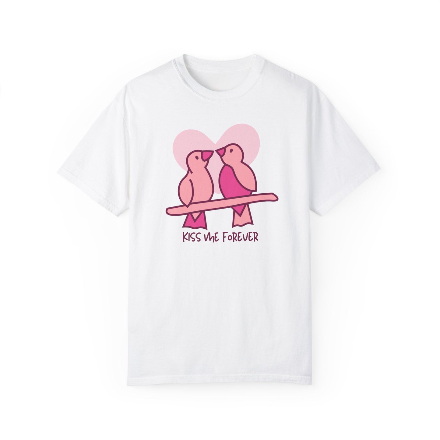 Love Birds Graphic Shirt Kiss Me Forever Valentine's Day Love You Forever Oversize Shirt Hoodie Pink Birds Gift for Her Mom Wife Girlfriend