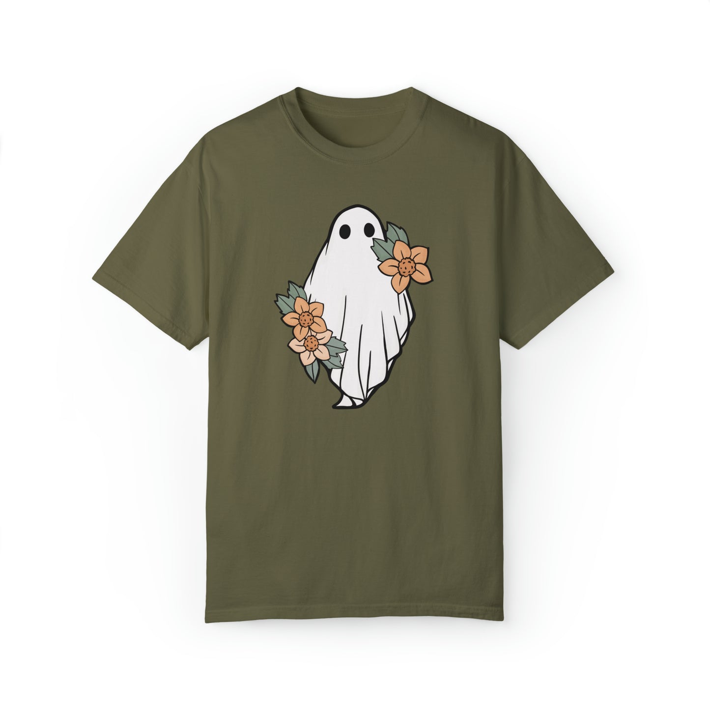 Ghost Halloween Shirt, Flower Floral Print, Retro Vintage Shirt for Women, Friendly Pretty Halloween Shirt, Halloween Teacher Nurse Gift