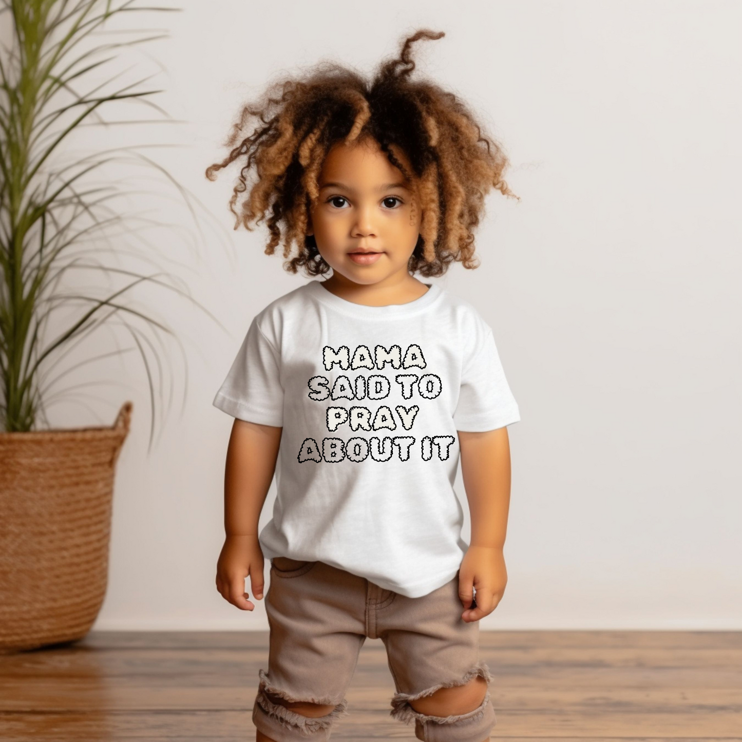 Mama Said to Pray About It Kids T-Shirt Bible Verse Motivational Quote Kids Graphic Tee Children Gift Travel Jamaica Kids Shirt