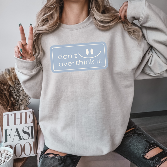 Don't Overthink Sweatshirt, Mental Health Anxiety Depression Sweatshirt, Women Men Hoodies, Gift for Her Him Friend, Smiley Retro Sweatshirt