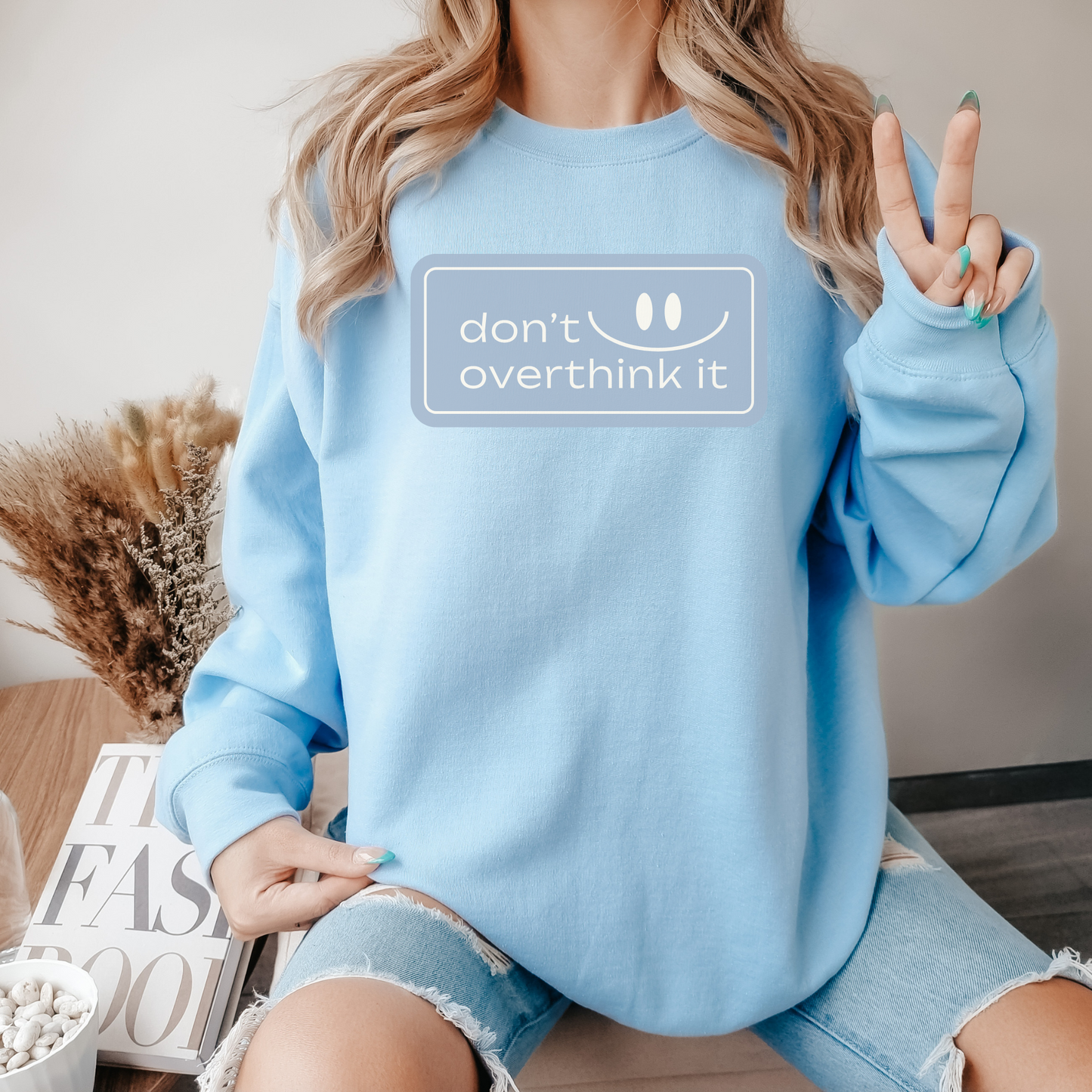 Don't Overthink Sweatshirt, Mental Health Anxiety Depression Sweatshirt, Women Men Hoodies, Gift for Her Him Friend, Smiley Retro Sweatshirt