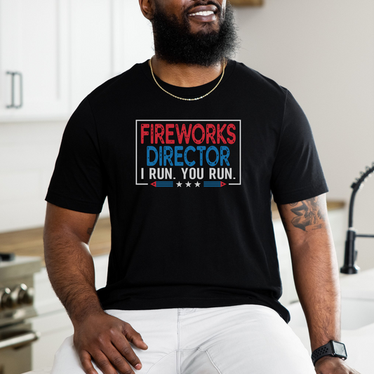 Fireworks Patriotic Freedom Graphic T-Shirt for Men, 4th of July T-Shirt, I'm in Charge Shirt, Men Funny Sarcastic T-Shirt, Parent T-Shirt