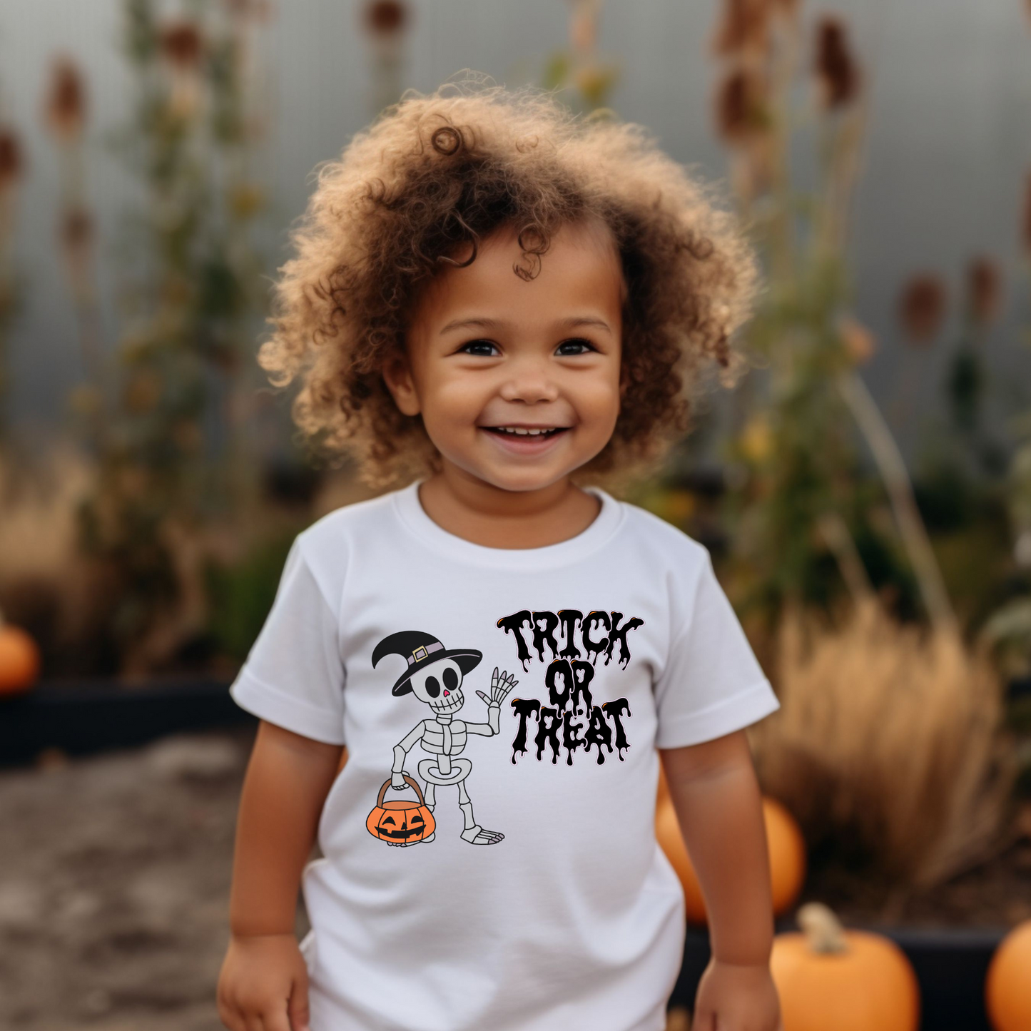 Kids Trick or Treat Halloween T-Shirt, Friendly Not So Scary Skeleton Bones Kids Shirt, Kids Pumpkin Shirt, Gift for Child, Halloween Gift