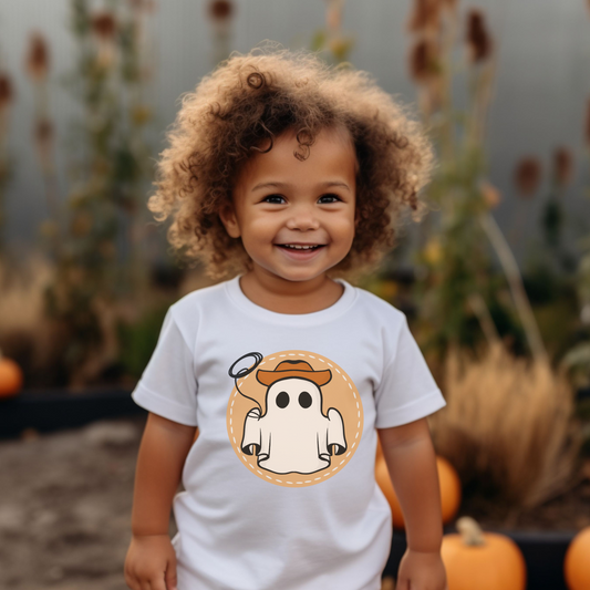 Cowboy Ghost Halloween T-Shirt for Kids, Fun Halloween Shirt for Children, Halloween Party Shirt, Farmhouse Cowboy Shirt, Halloween Gift