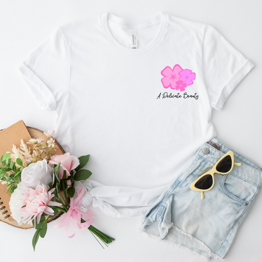 A Delicate Beauty Hibiscus Graphic Shirt for Women, Summer Hibiscus Floral Print T-Shirt, Flower Floral Gifts, Trendy Flower Shirt for Women