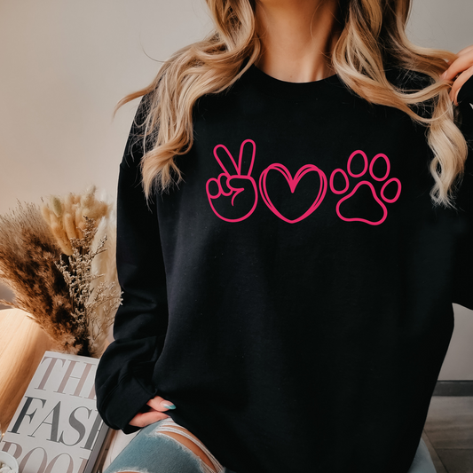 Peave Love Dog Oversize Hoodie Sweatshirt Dog Mom Dog Dad Shirt Valentine's Day Gift Mother's Day Gift Birthday Gift for Friend Teacher