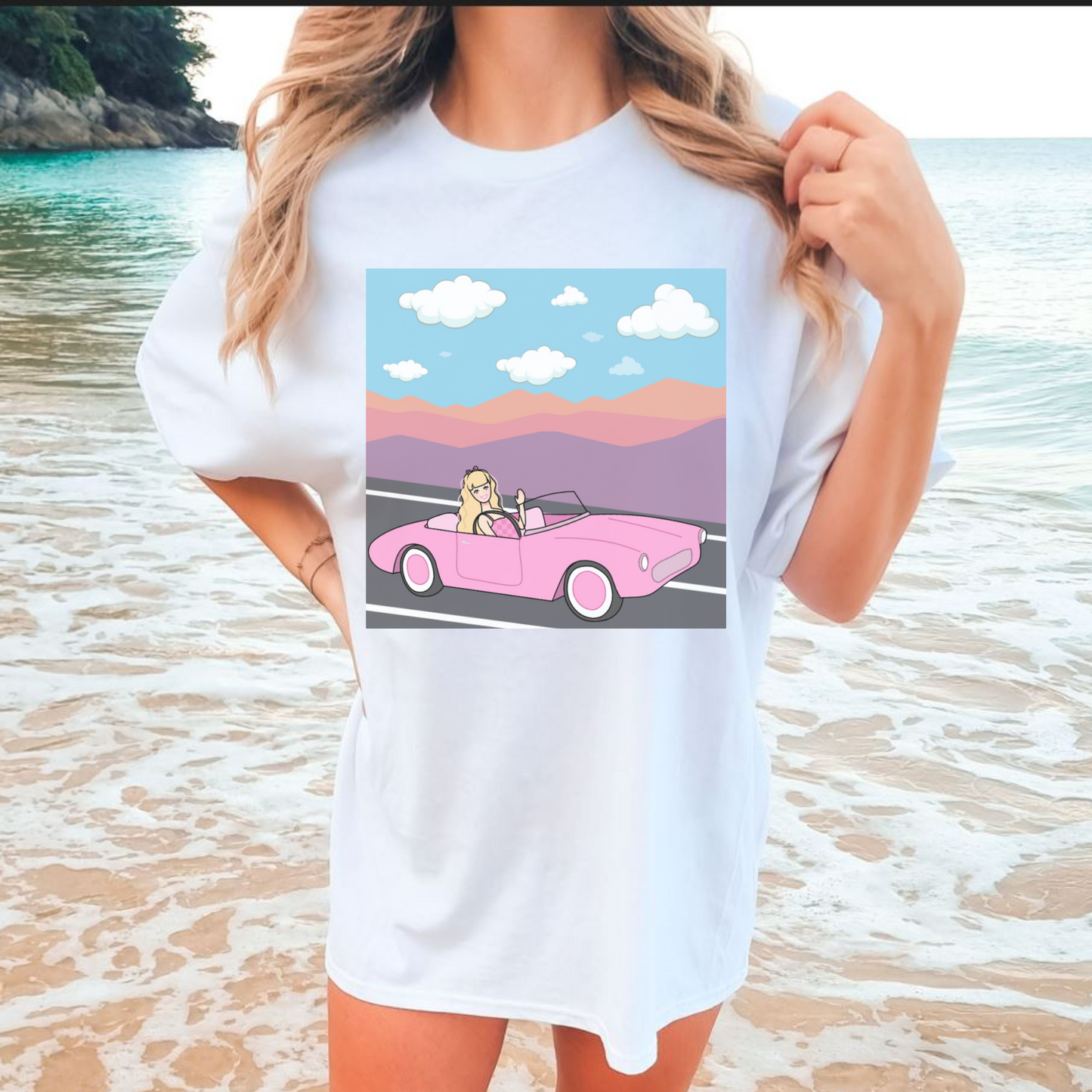 Doll Dream Car T-Shirt, White Doll Blonde Hair Classic Shirt, Birthday Doll Shirt, Birthday Gift for Her, Retro Doll Shirt