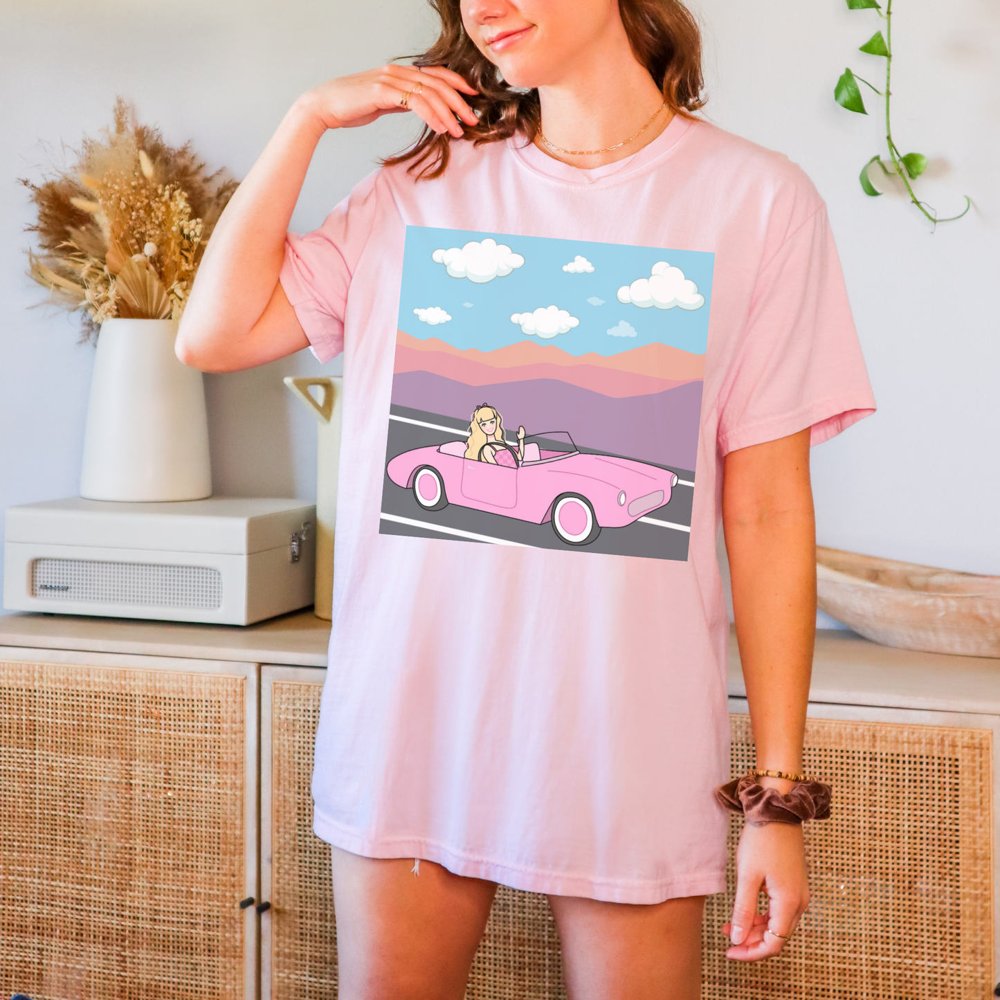 Doll Dream Car T-Shirt, White Doll Blonde Hair Classic Shirt, Birthday Doll Shirt, Birthday Gift for Her, Retro Doll Shirt