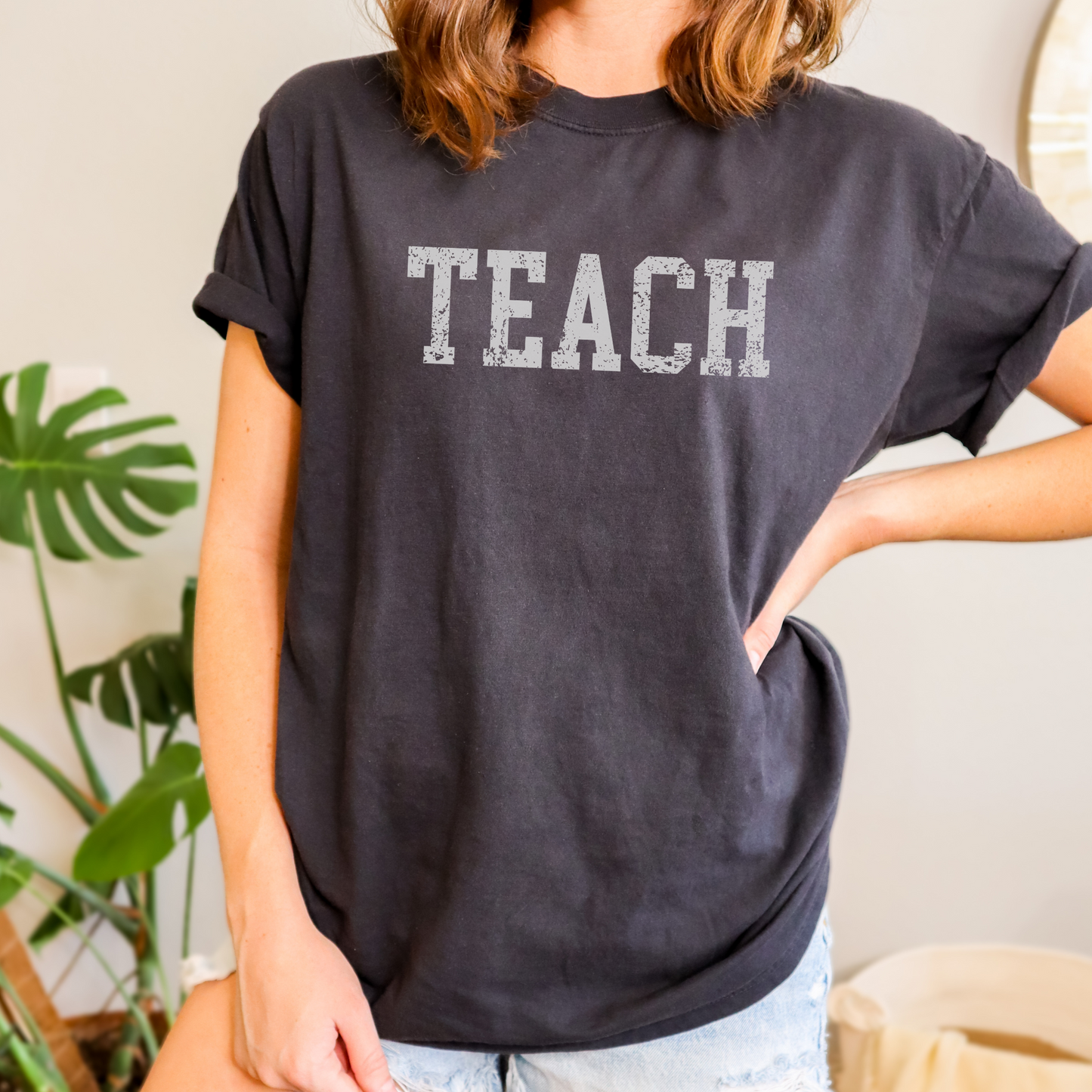 Teach Teacher Trendy Graphic T-Shirt, Back to School Shirt, School Instructor Teacher Shirt, Elementary Middle High School Teach Gift